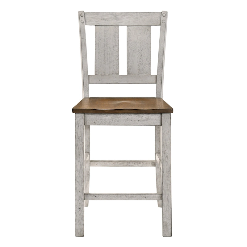 Furniture of America Theile Rustic Wood Counter Height Chairs, Set of 2