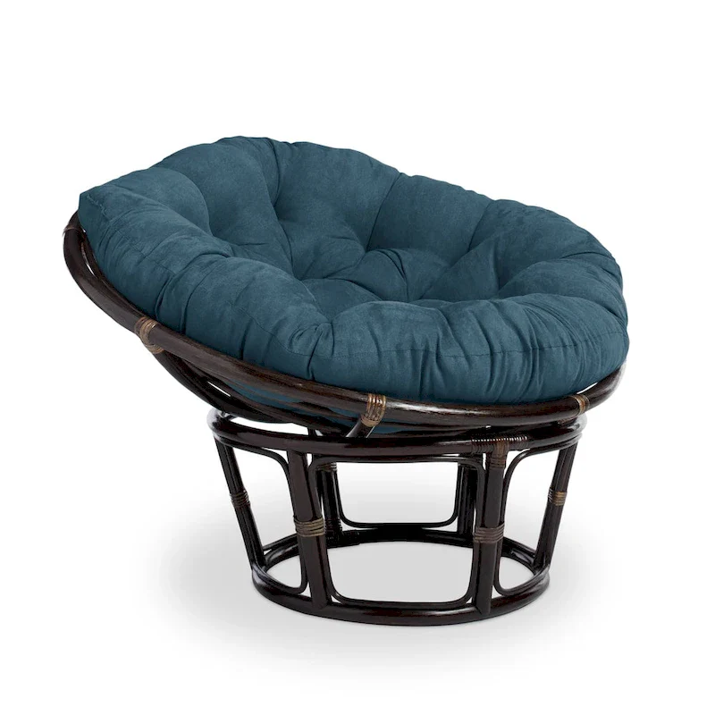 Bali 42-inch Rattan Papasan Chair with Microsuede Cushion