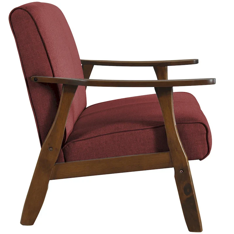 Mid-Century Modern Loveseat 2-Seater Sofa with Wooden Arms - Light Gray Linen Upholstery 46.69