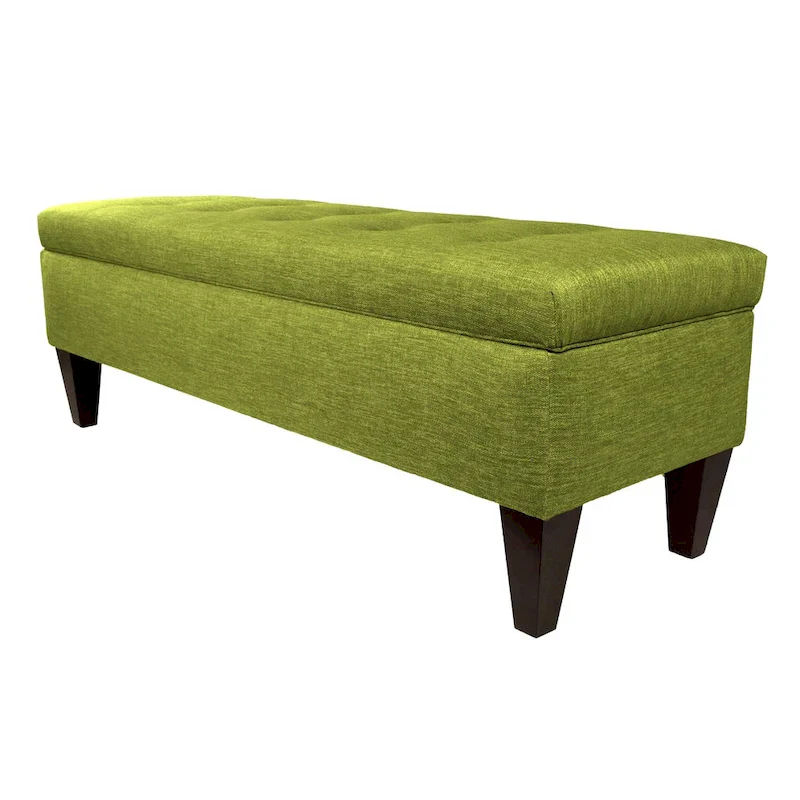 Solid-colored Fabric/Wood Button-tufted Long Storage Bench