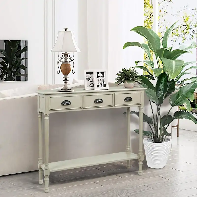 Wood 3-drawer Console Hallway Table