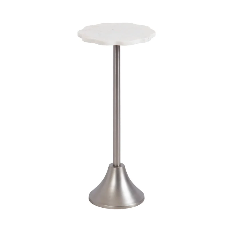 Kate and Laurel Sanzo Scalloped Marble and Metal Drink Table