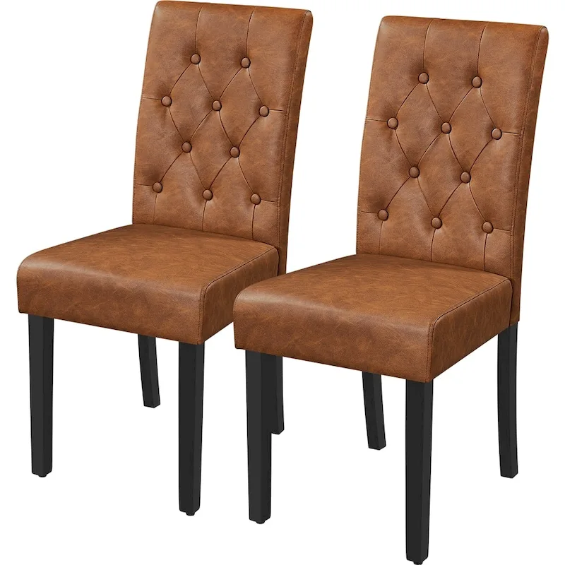 Yaheetech Button Padded Dining Chair with Solid Wood Legs Set of 2 - Set of 2