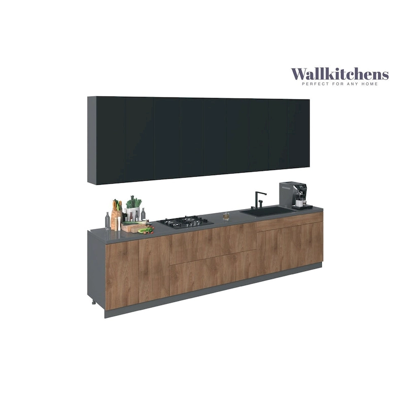 Kitchen Elite Epicure Collection Natural Teak & Black Color Base Size 11Ft Wide - 138x24