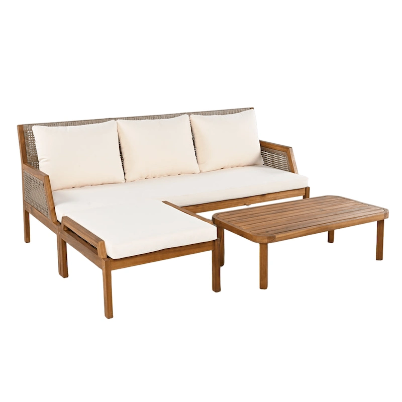 Christopher Knight Home - Alexander Acacia Wood Wicker Outdoor 3 Piece Conversation Set
