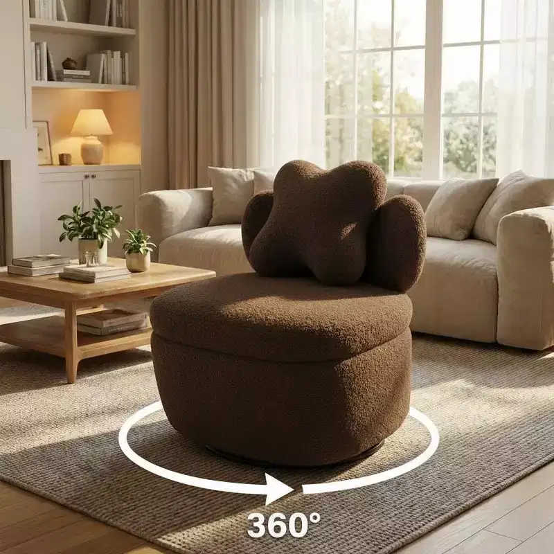 COZONY 360 Swivel Armchair with Hidden Storage, Ergonomic Bucket Chair with Plush Upholstery for Living Room, Bedroom & Office