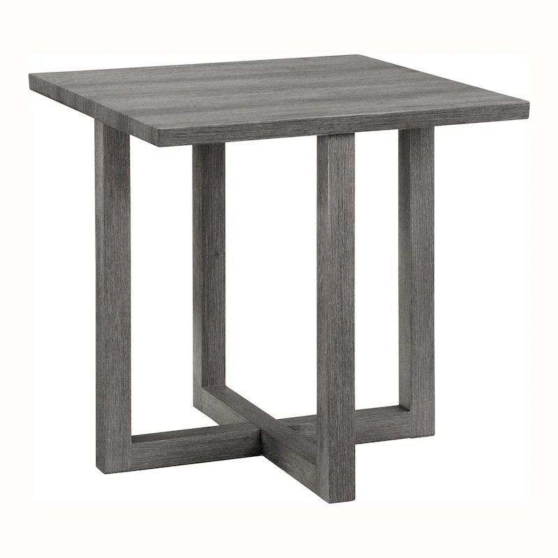 Light Grey Square Wood Veneer Side Table