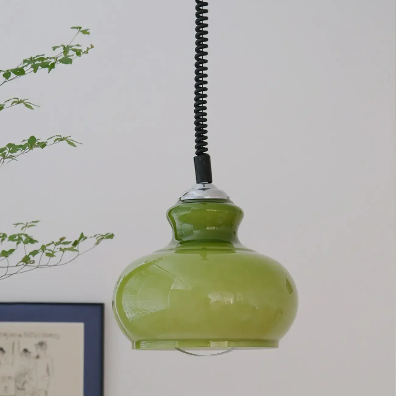 Modern Green Dome Glass Adjustable Pendant Light