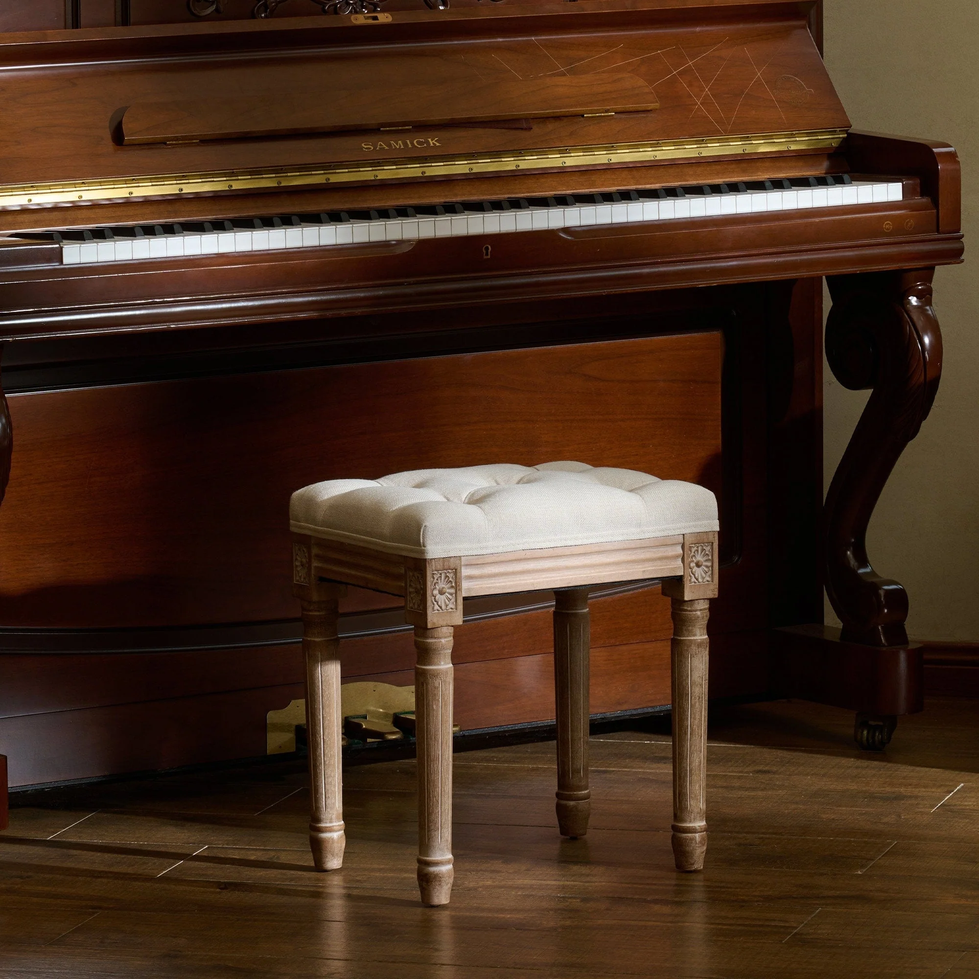 CO-Z French Vintage Upholstered Foot Stool and Vanity Stool