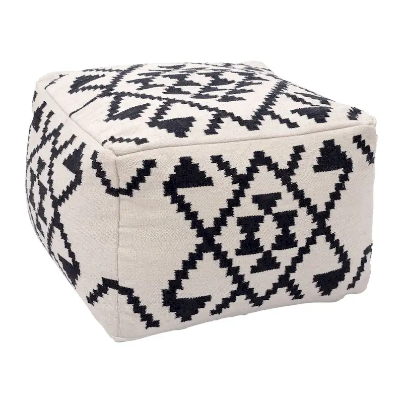 Lizardo Ottoman Beige & Black