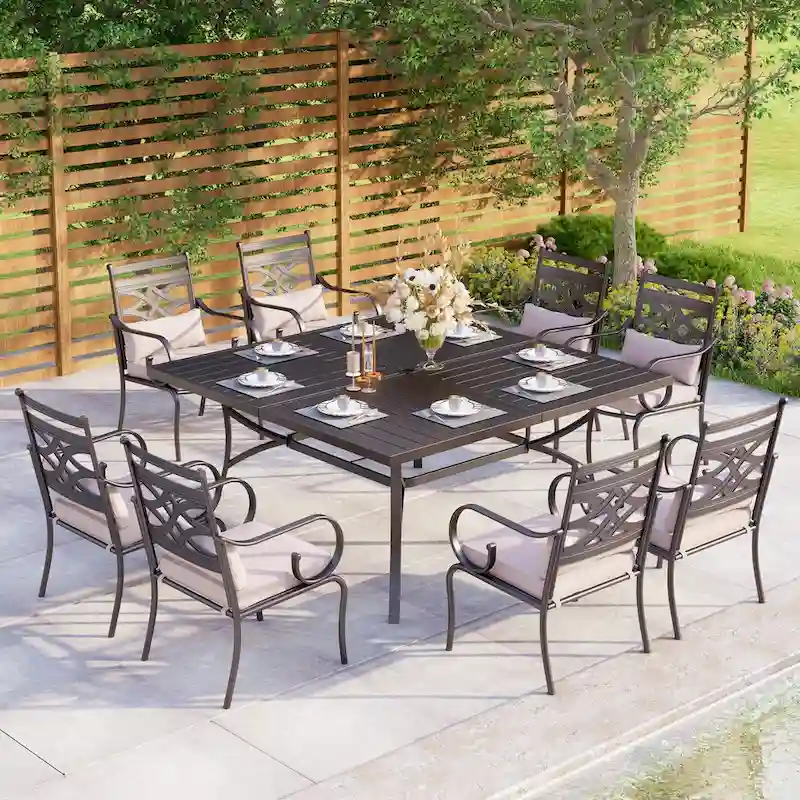 MAISON ARTS 9 Pieces Outdoor Dining Table Set for 8,60
