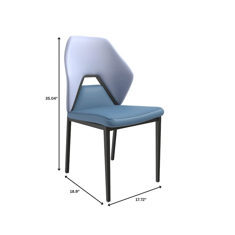 PU Leather Dining Chair – Brown/Grey/Blue Grey/Green Blue/White, Iron Legs, Single