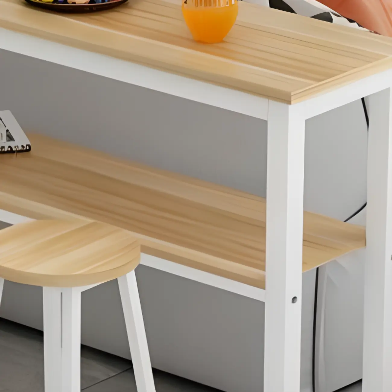 Modern Steel Wood Bar Tables with Shelf