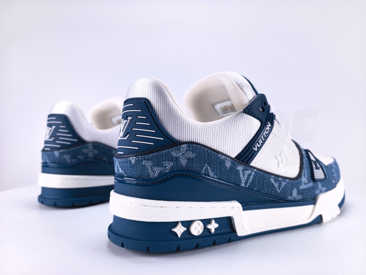 LV Trainer Monogram Denim White Blue - Aktrende