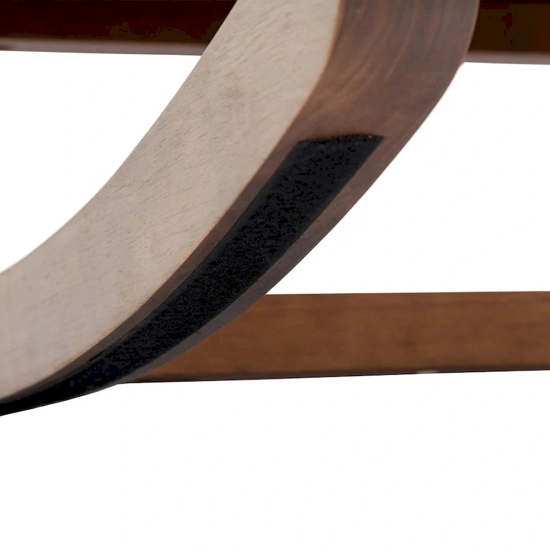 Blue 27 Upholstered Rocking Chair with Wood Legs and Convenient Side Pocket