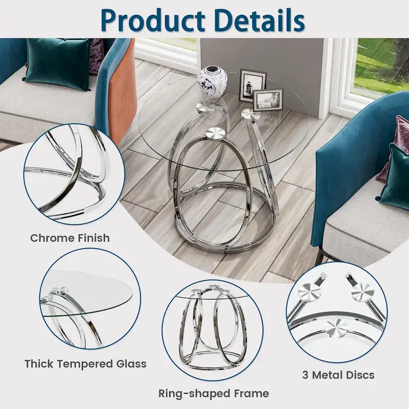 Glass Side Table with Metal Frame