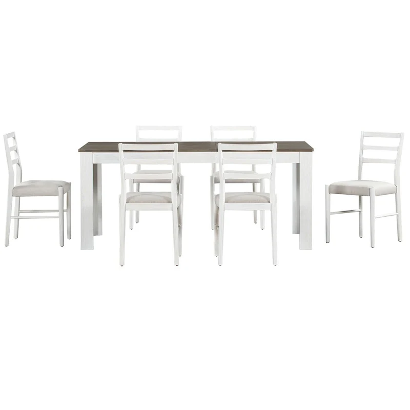 7-Piece Wooden Dining Table Set with 12 Leaf