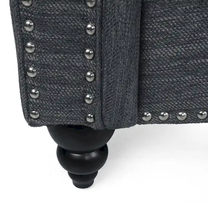 Manbow Fabric Pillowback 3 Seater Sofa with Nailhead Trim by Christopher Knight Home