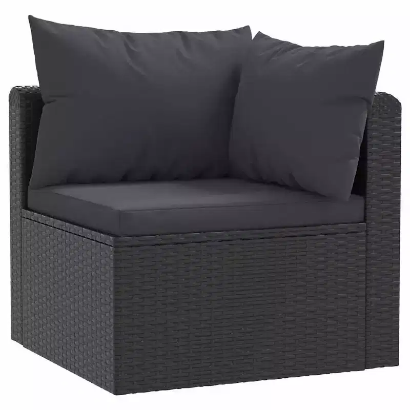 vidaXL Garden Sofa Black PE rattan 4-seater Adjustable Feet