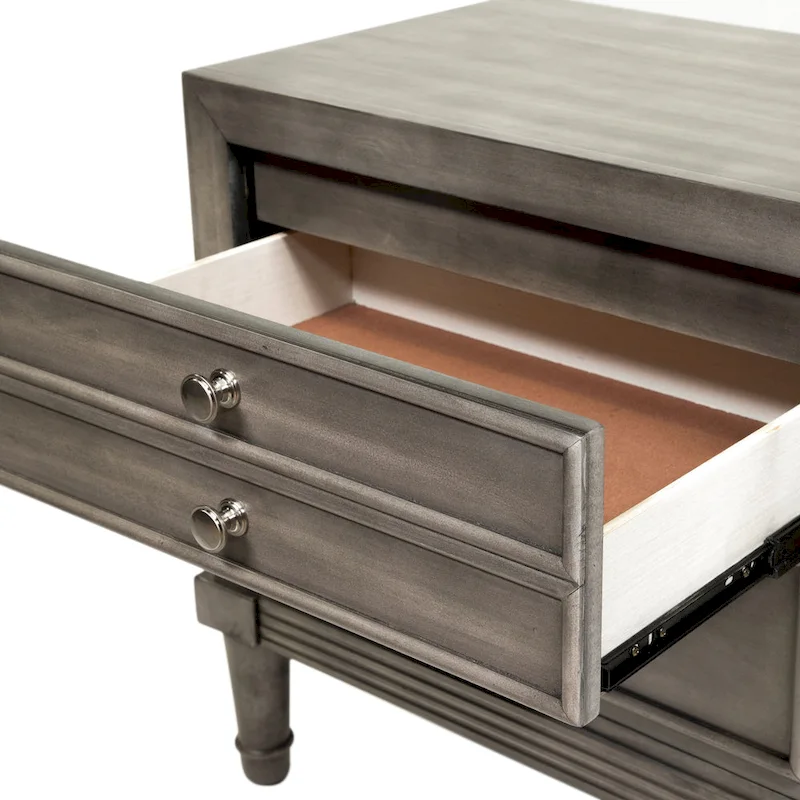 Sultry Grey 3-Drawer Solid Wood Nightstand