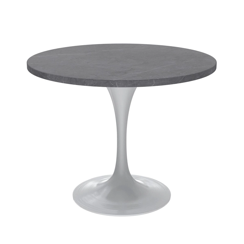 Verve Dining Table with a 36  Round Tabletop in White Steel Pedestal