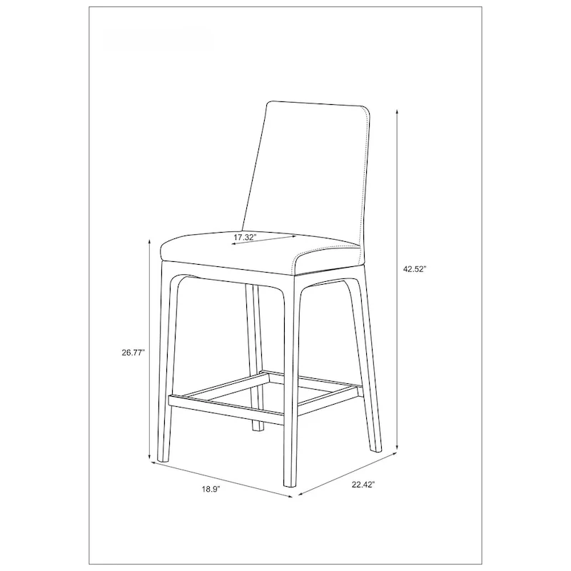 Somette Modern Counter Stool with Solid Wood Base