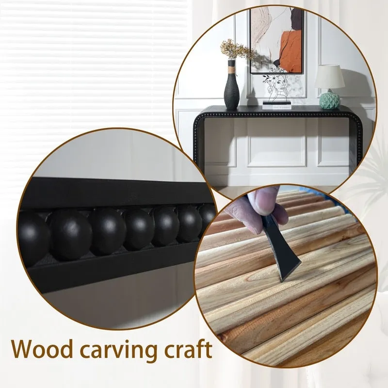 59 Entryway Table, Curved Waterfall-style Table,Console Table with Wood Beads