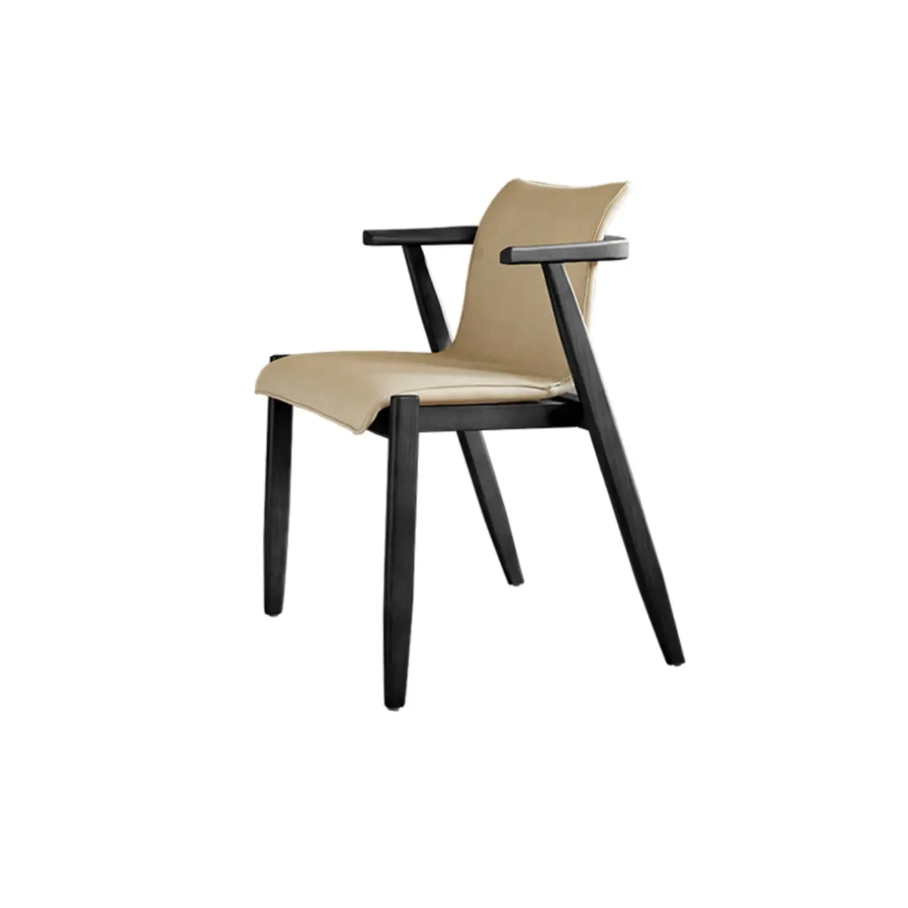 Oak wood Faux Leather Mid-Century Arm Chair