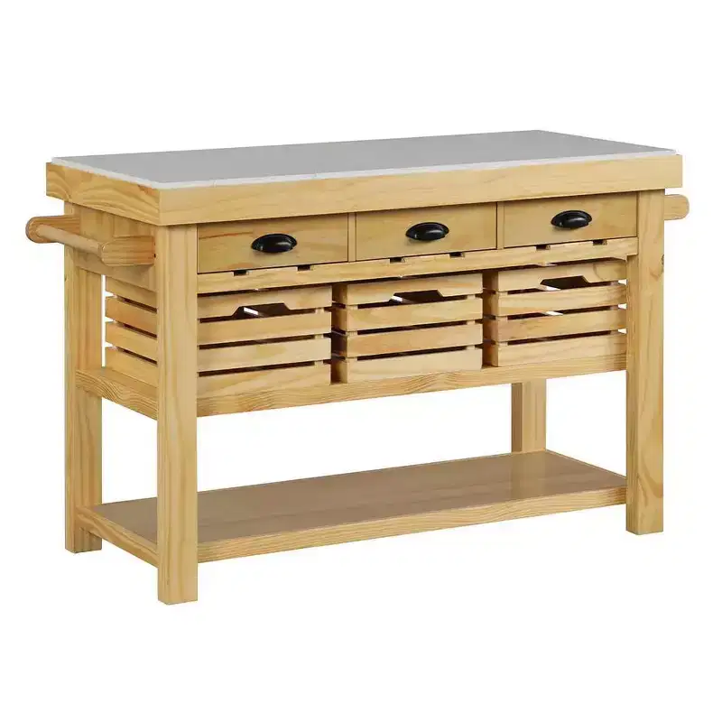 Acme Furniture Grovaam Kitchen Island Marble Top/Natural Finish