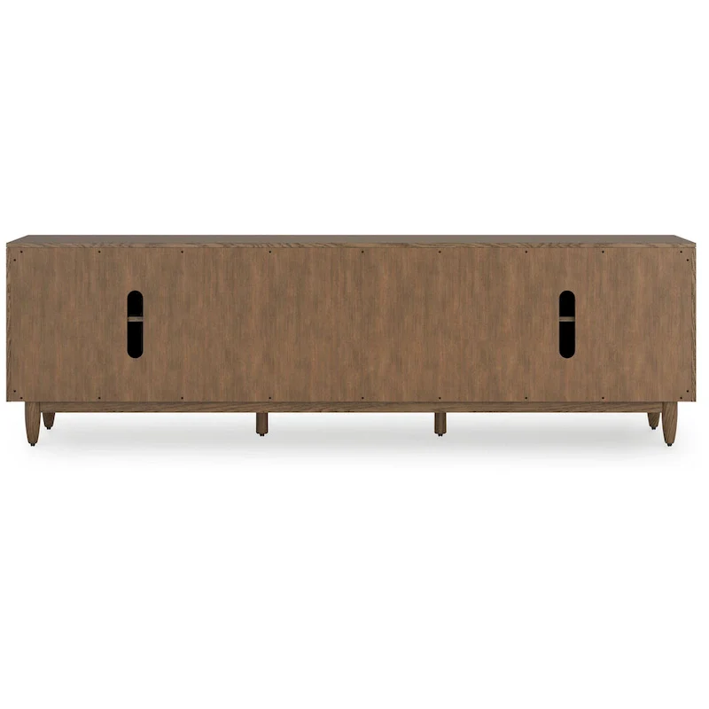 TV Media Console, 2 Drawers, 2 Shelves, Dark Brown Wood, 85 Inch