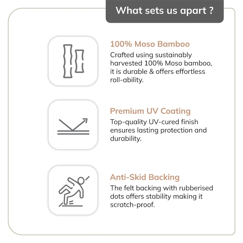 Jani Eco Bamboo Standard Rectangular Natural Chair Mat - (72 x 48), Eco-Friendly Chair Mat