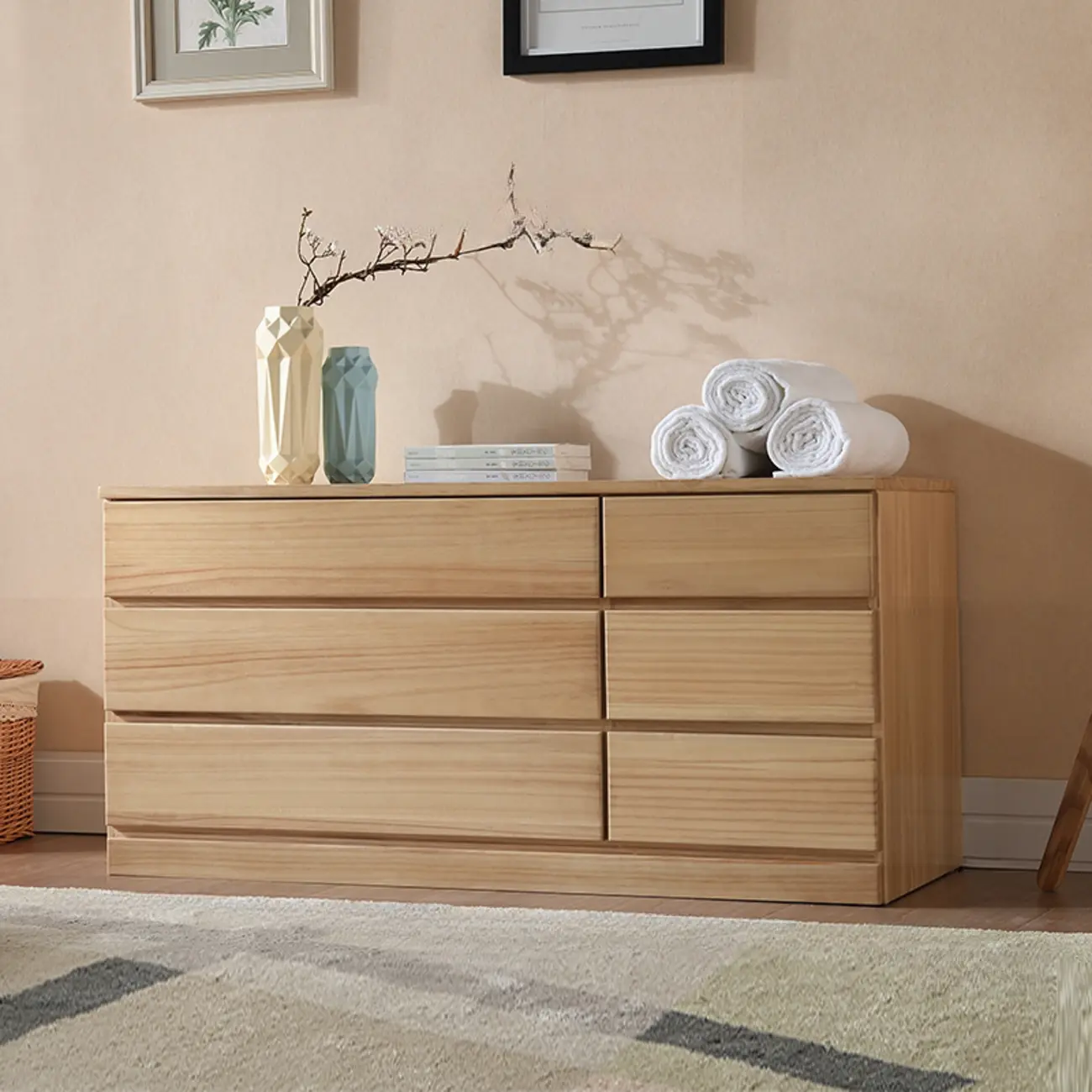 Classic Wooden Double Dressers with 7-Drawer