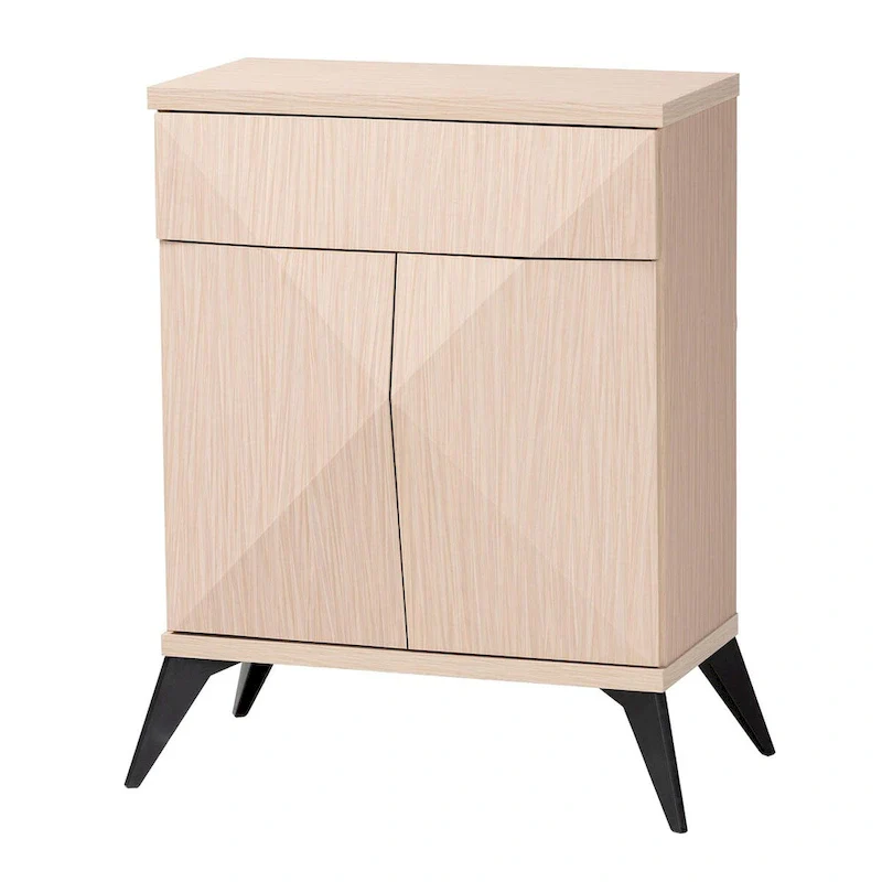 Mid-Century Modern Two-Tone Light Brown and Black Wood 2-Door Sideboard Buffet