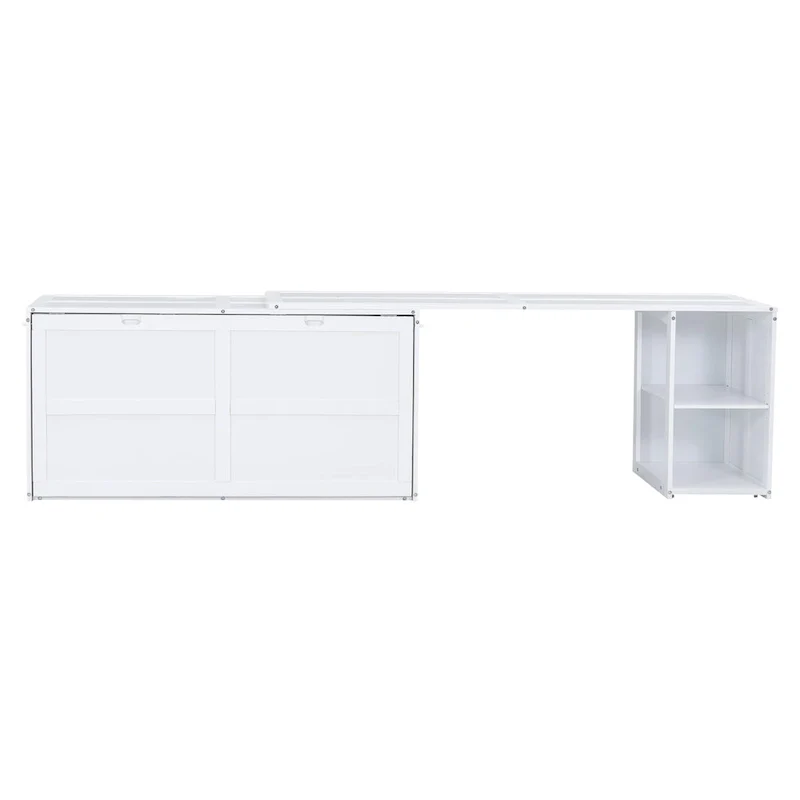 Queen Murphy Bed with Rotating Desk - Pine Wood Foldable