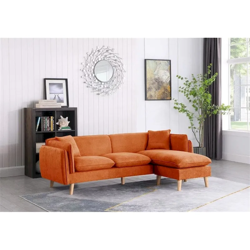 Fabric Sectional Sofa Chaise with Tapered Legs