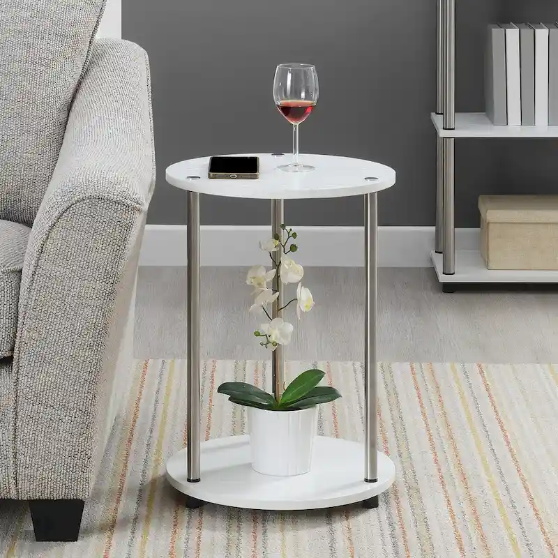 Convenience Concepts  No Tools 2 Tier Round End Table