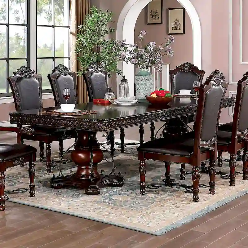 Traditional Brown Cherry 120-Inch Dining Table