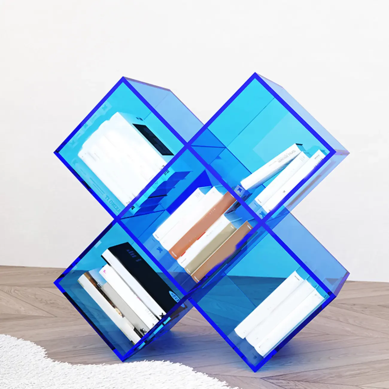 Acrylic Geometric End Table Bookshelf Display