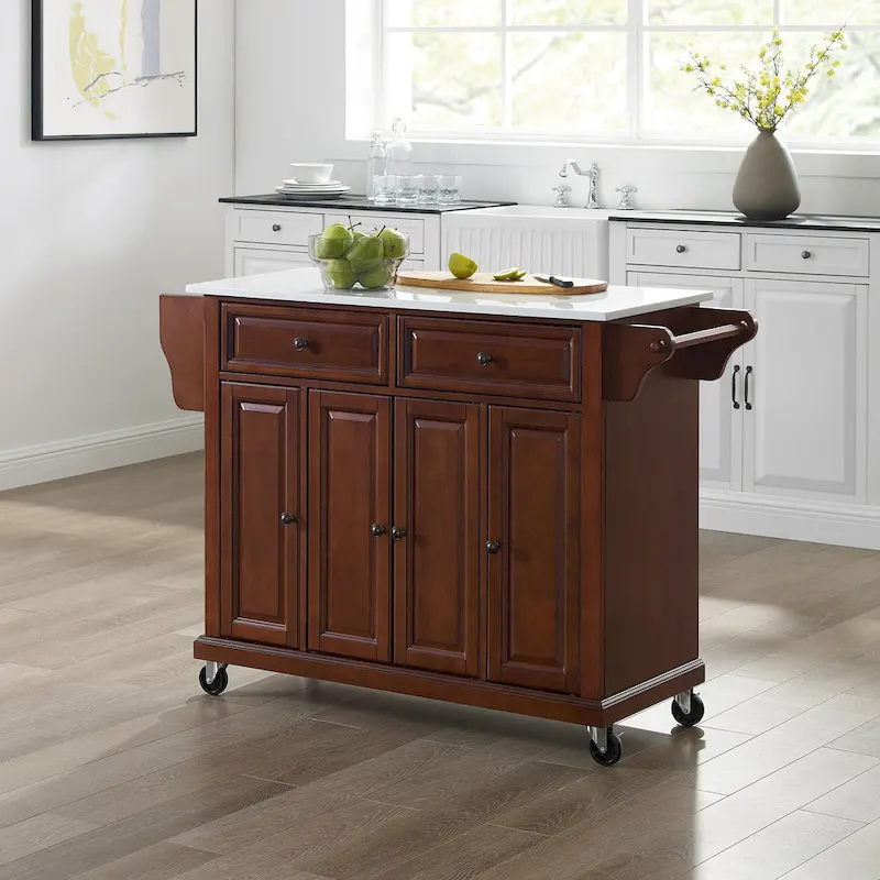 Crosley Full-size Granite Top Mahogany Kitchen Cart - 51.5 W x 18 D x 36.5 H