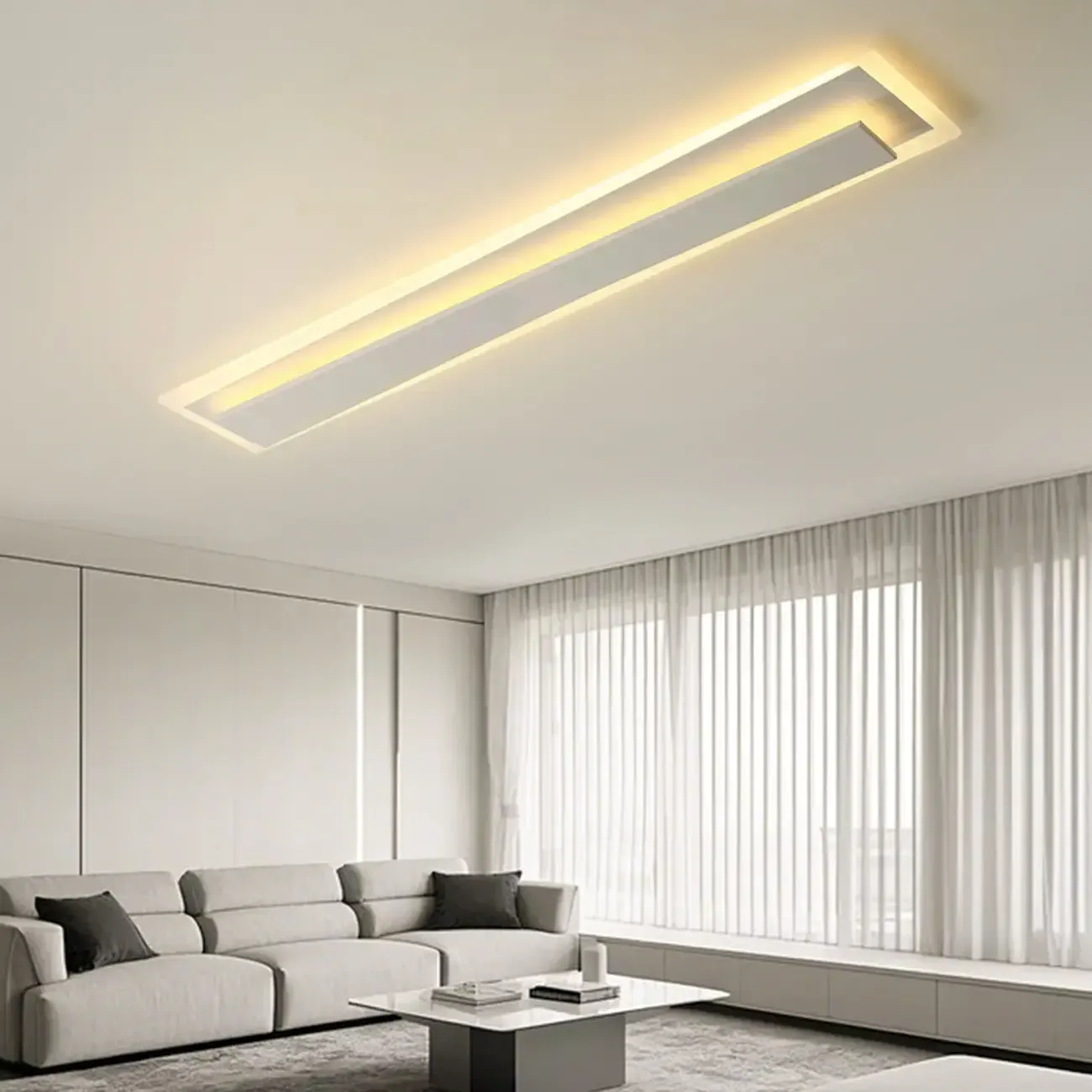 2-Light Geometric Flush Mount Ceiling Light for Living Room