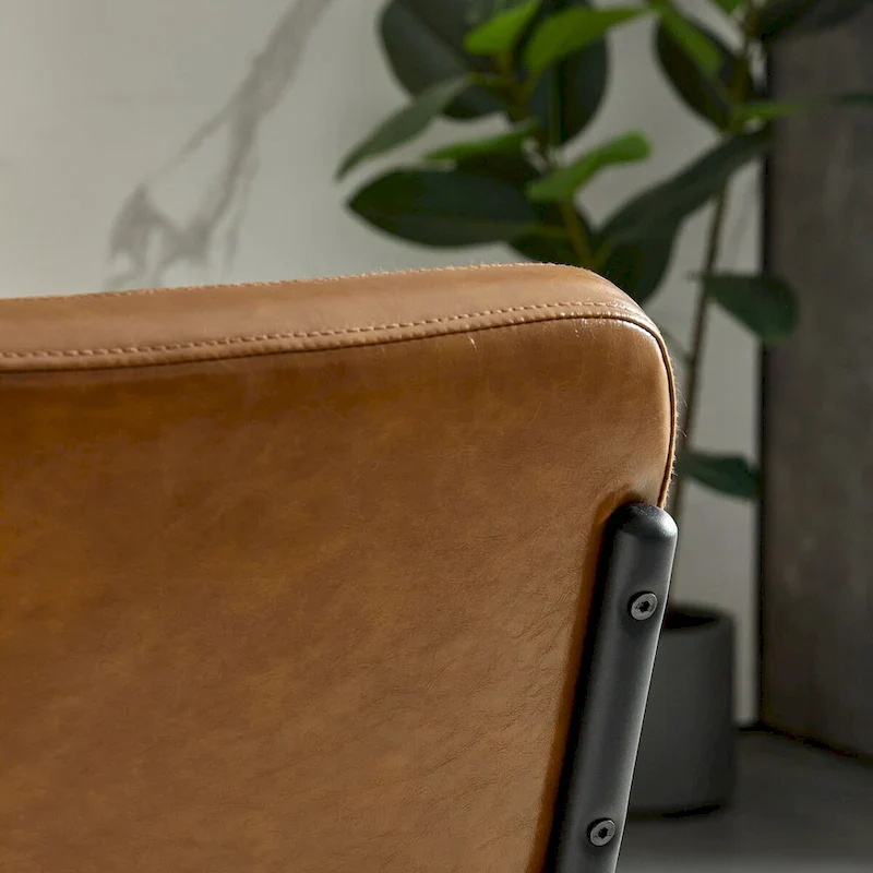 Modern Simple Leather Dining Chair with Metal Pipe