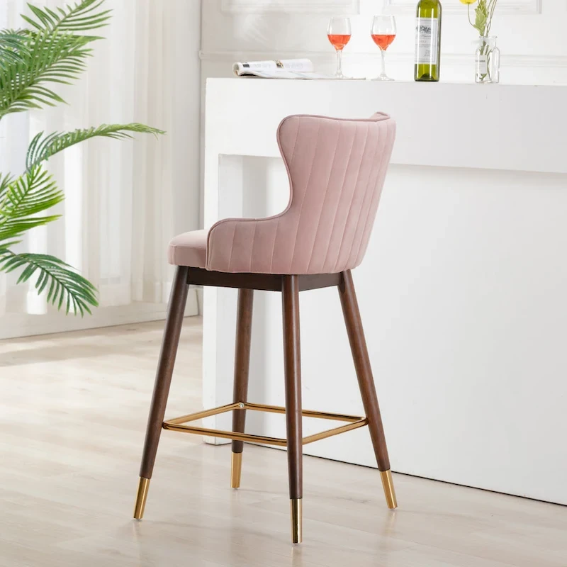 Roundhill Furniture Leland Fabric Upholstered Wingback Bar Stools (Set of 2)