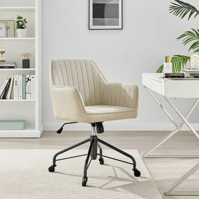 Fabric Swivel Office Arm Chair with Caster Wheels