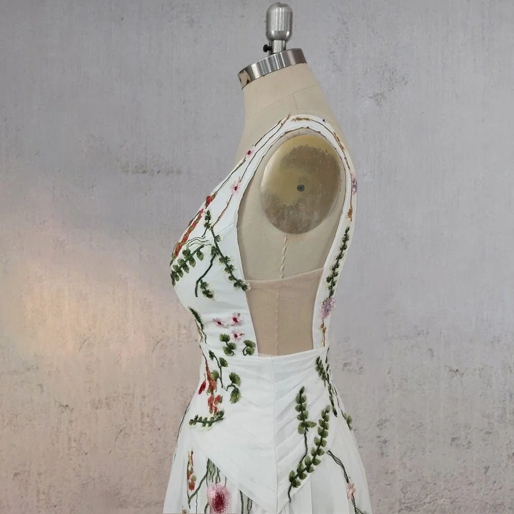 A-Line Flower Appliqued Majesty Wedding Dress