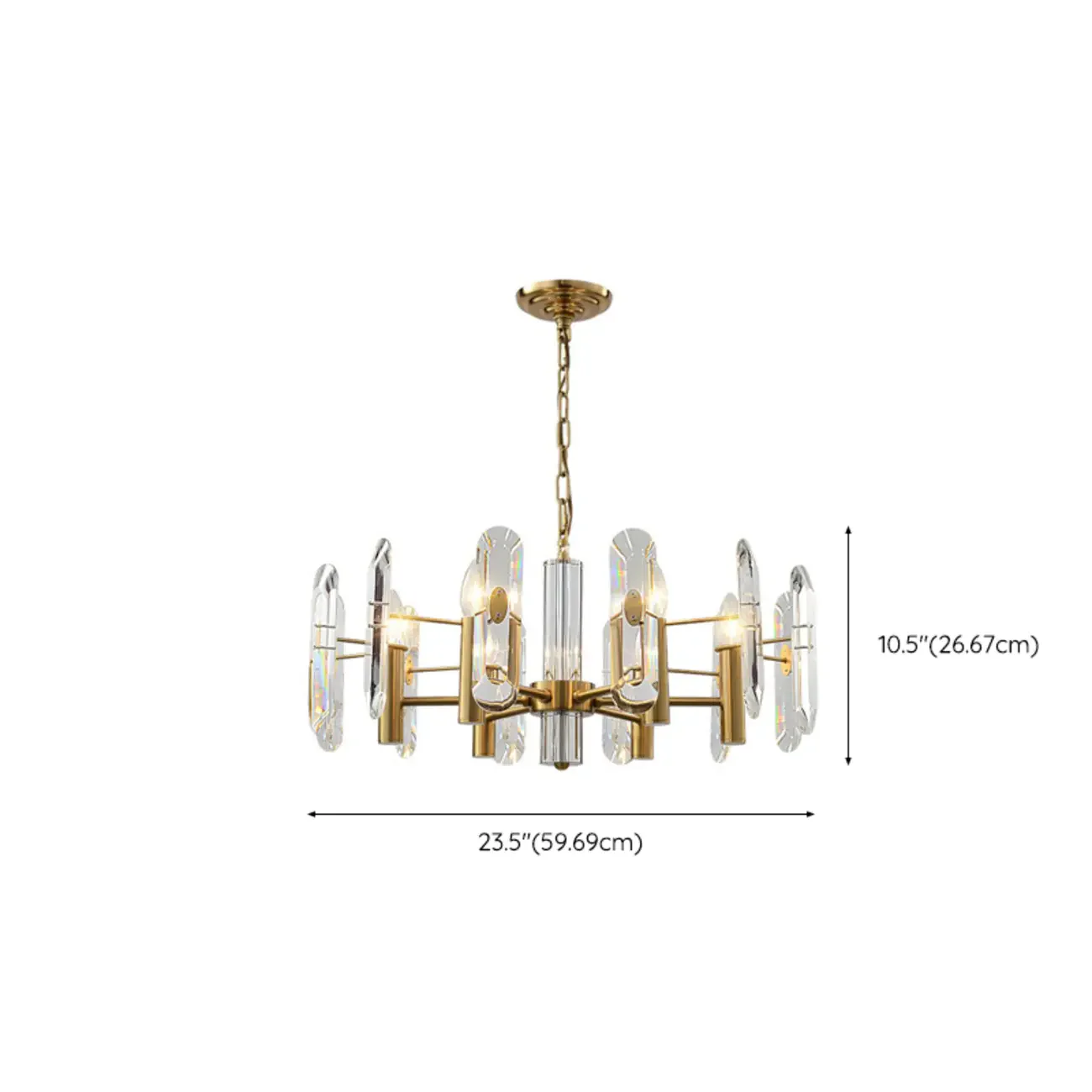 Geometric Gold Metal Clear Crystal Sputnik Chandelier