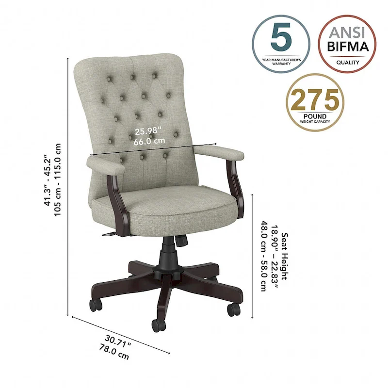 High Back Tufted Office Chair with Arms