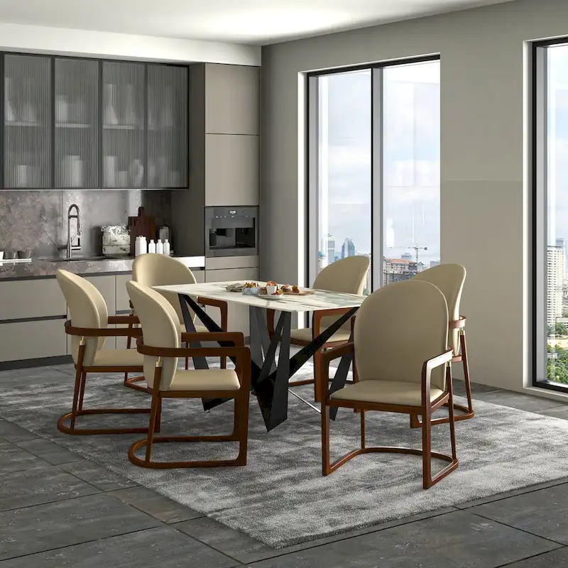 Modern Dining Chair in Upholstered Leather Svelta Series by LeisureMod