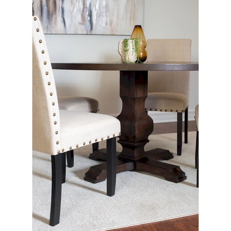 Roundhill Furniture Kohland 5-piece Dining Set, Pedestal Round Table with 4 Stylish Chairs