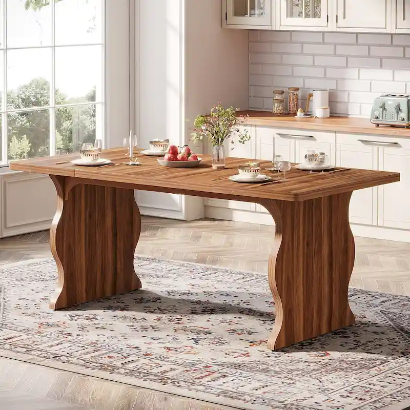 Modern Dining Table, 63Rectangular Kitchen Table Black Dinner Table