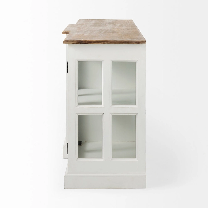 Bourchier White w/Black Trim & Medium Brown Top Solid Wood Sideboard - 75.0L x 20.8W x 34.3H